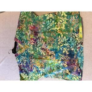 Crazy Scrubs Multicolor Floral Print Cotton Scrub Top Medium